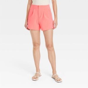 NWT Women's High-Rise Tailored Shorts - A New Day Pink, Size 14